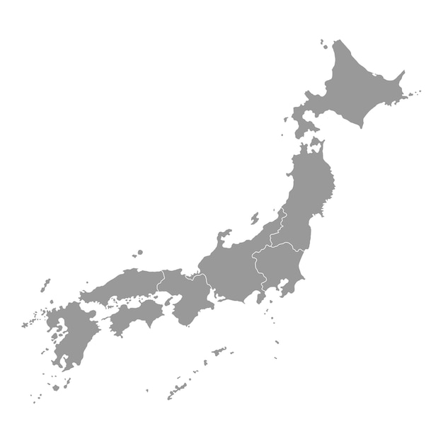 Japón mapa con regiones ilustración vectorial