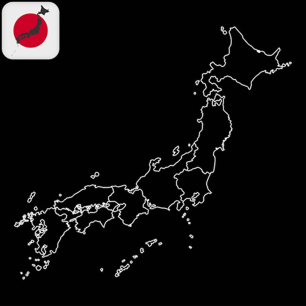 Japón mapa con regiones ilustración vectorial