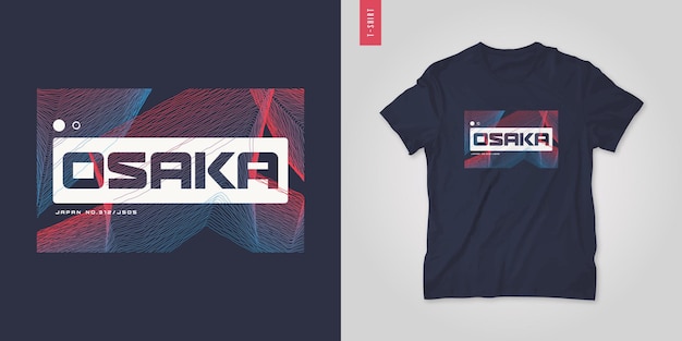 Japón Osaka plantilla de impresión de carteles de diseño vectorial de camisetas geométricas abstractas