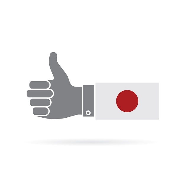 Japón país bandera pulgar arriba vector icono