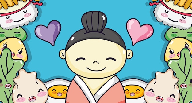 Vector japonés enamorado de la comida