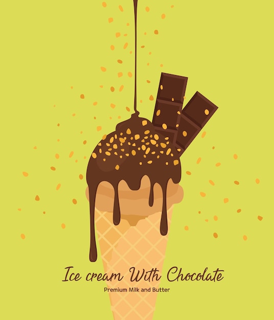 jarabe de chocolate y helado de chocolate Ilustración