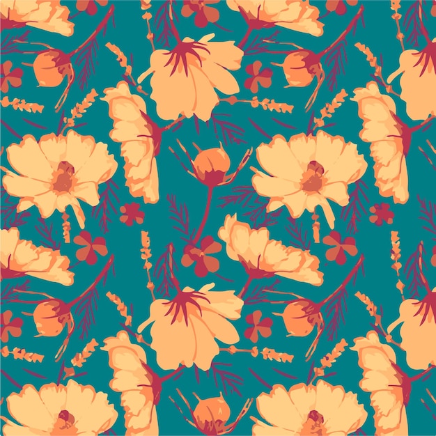 jardín floral florecimiento patrón de flores papel tapiz sin costuras diseño ilustración decoración ornamento