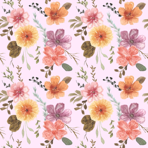jardín floral vintage acuarela de patrones sin fisuras