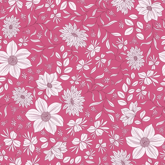 Vector jardín de flores blancas sobre fondo rosa