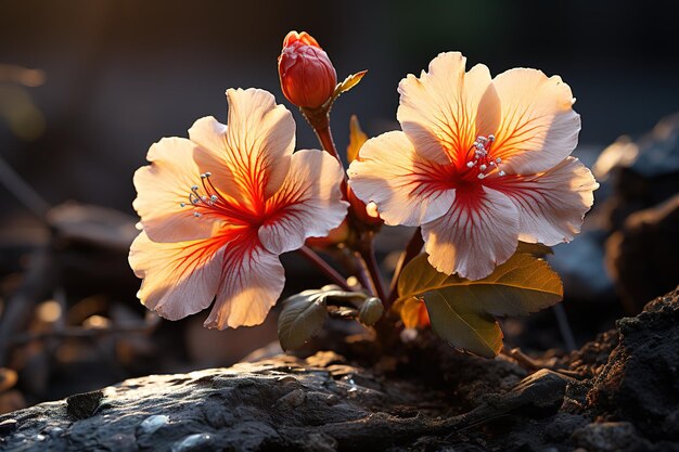 El jardín de flores decorativas sobre fondos abstractos