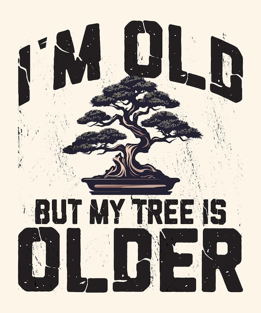 Jardinería de árboles bonsai Tipografía vectorial Diseño de camisetas