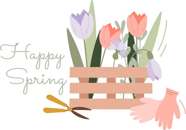 Jardinería De Flores De Primavera Con Letras