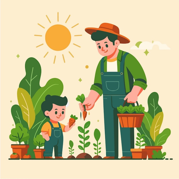 Jardinería de niños vectoriales