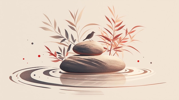 Vector jardines zen minimalistas con rocas y arena