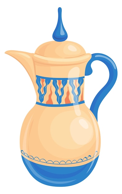 Jarra de cerámica con icono de dibujos animados de patrón árabe tradicional
