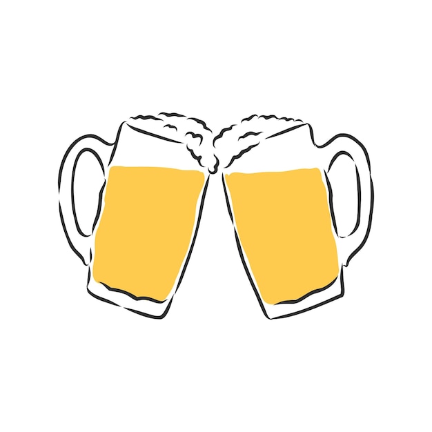 Una jarra de cerveza, ilustración de dibujo vectorial