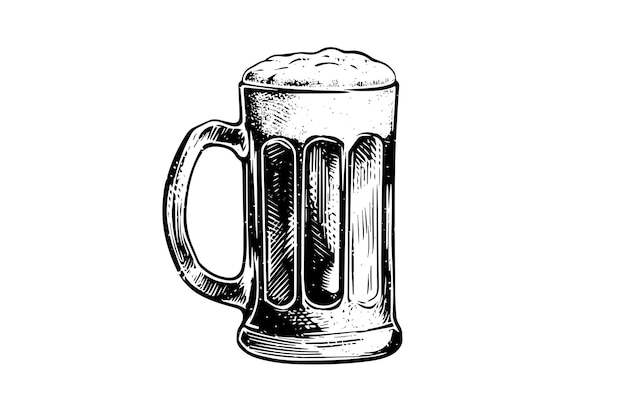 Jarra de cerveza Vector grabado color vintage ilustración aislada sobre fondo blanco