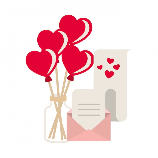 Jarra con corazones globos icono aislado