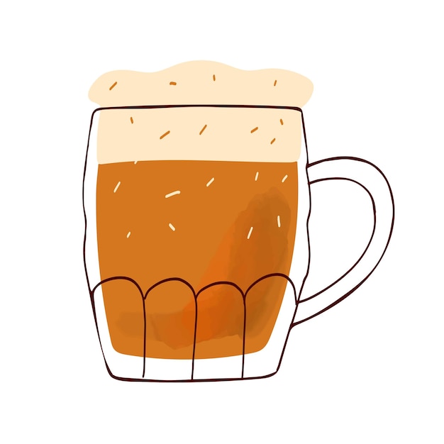 Vector jarra estilizada de ilustración de cerveza aislada sobre fondo blanco