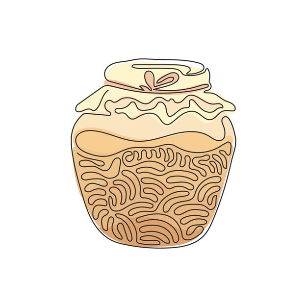 Jarra de miel de dibujo de línea continua única Icono de símbolo de miel de abeja apiario Miel comida natural saludable