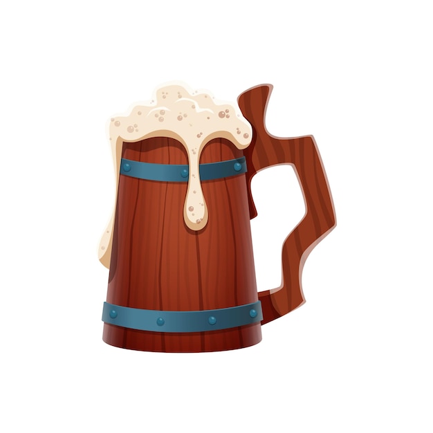 Vector jarra pirata de dibujos animados con cerveza o cerveza espumosa