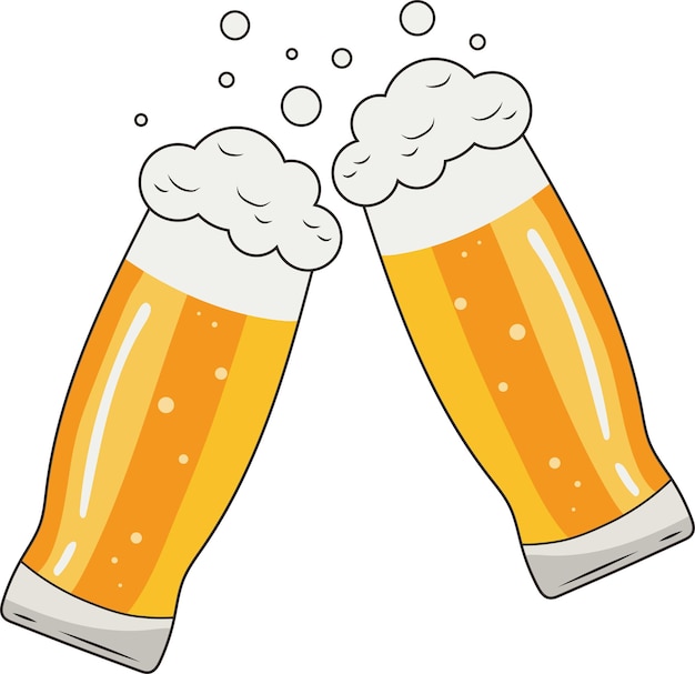 Jarras De Cerveza Amarillas Frías Botella Tostado Aclamaciones Ilustración Elemento Gráfico Tarjeta De Arte