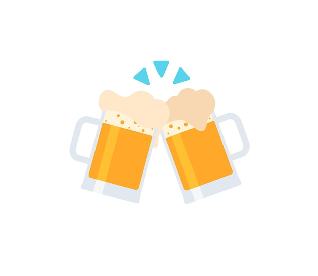 Jarras de cerveza tintineantes vector icono aislado. tintineo de jarras de cerveza emoji ilustración. tintineo de jarras de cerveza