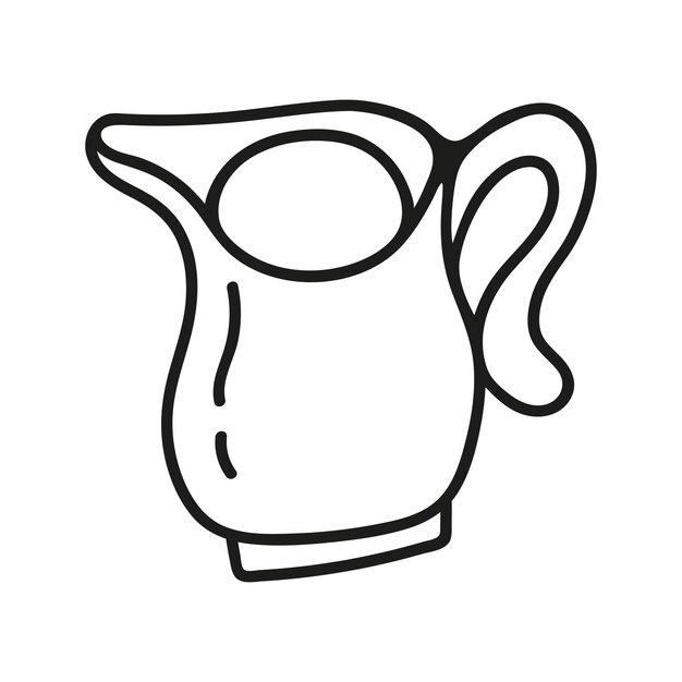 Jarro dibujado a mano con leche para té o café Clipart de barco de salsa de garabateo lineal