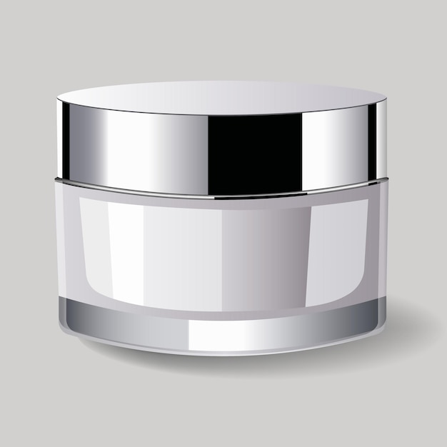 Jarro de espejo brillante con crema Maqueta cosmética realista Loción para el cuidado de la piel Envase cosmético en blanco