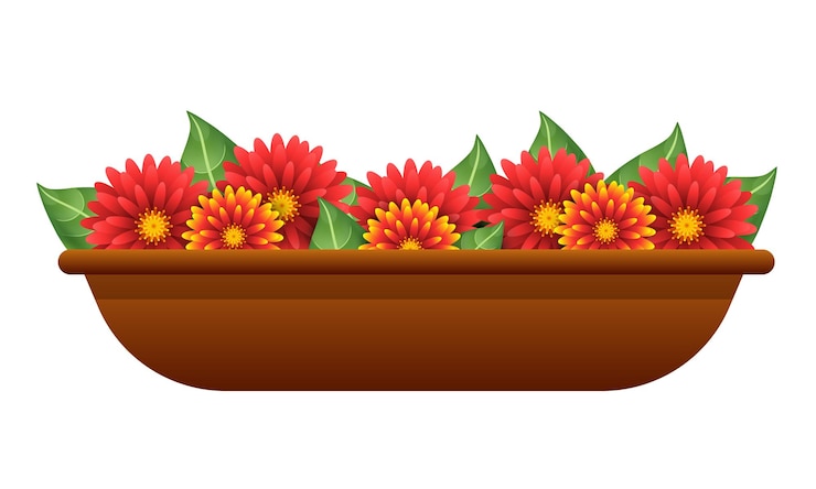 Vector jarro de plantas con flores vector 3d clipart