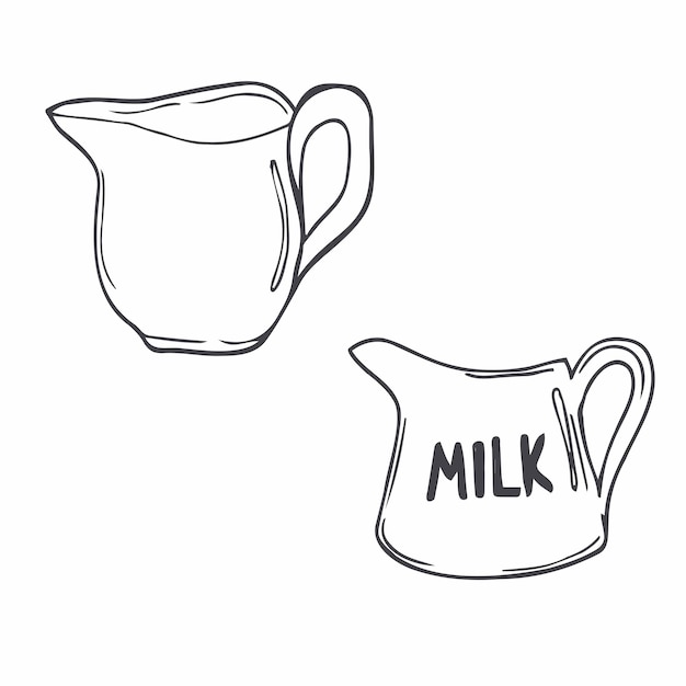 Jarro de vidrio de Doodle con leche y crema