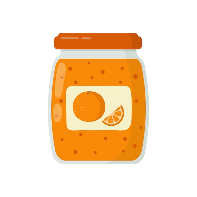 Jarro de vidrio de mermelada de naranja aislado sobre un fondo blanco Ilustración vectorial