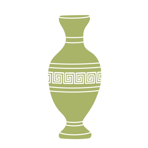 Jarrón de arcilla verde con adorno griego