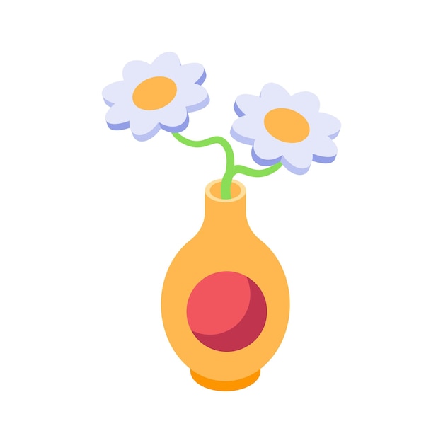 Un jarrón colorido con dos flores en flor que representan la naturaleza y la belleza