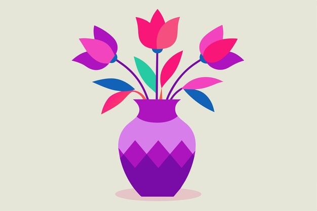 un jarrón con flores en él y una imagen de un tulipán en el medio