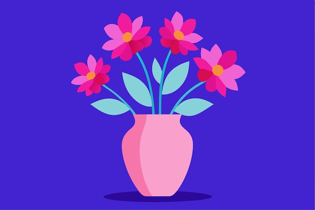 un jarrón con flores y un fondo azul con las palabras flores en él
