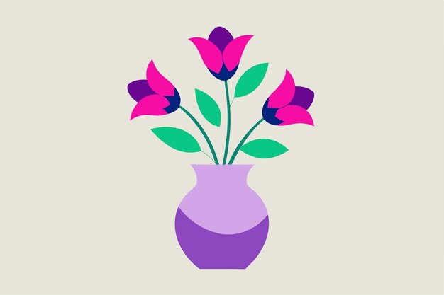un jarrón con flores púrpuras en él y una imagen de un jarrón púrpura con las palabras tulipanes