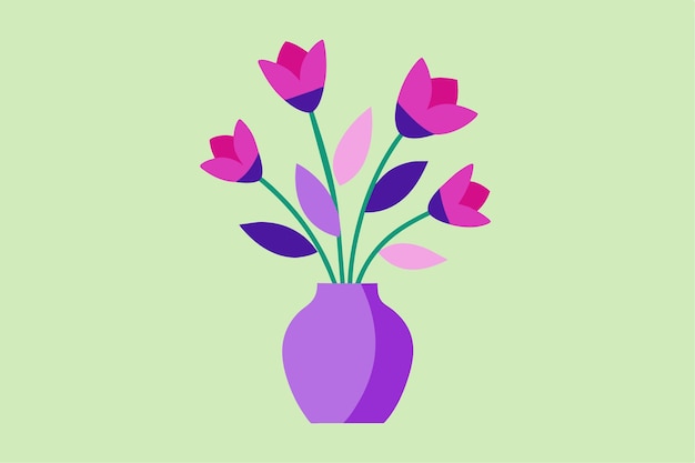 un jarrón con flores púrpuras en él
