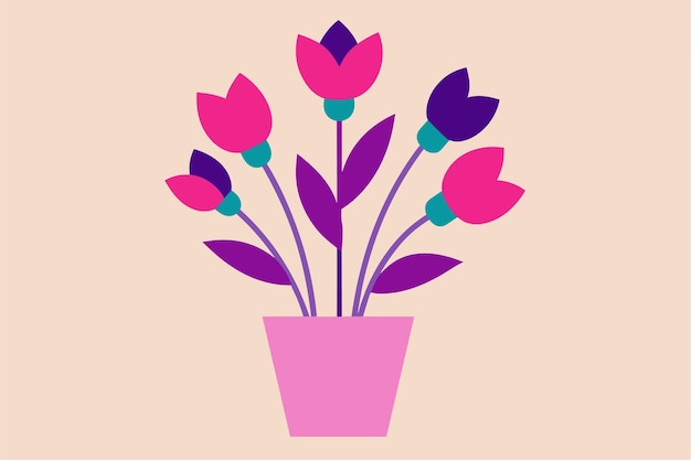 un jarrón rosa con tulipanes en él