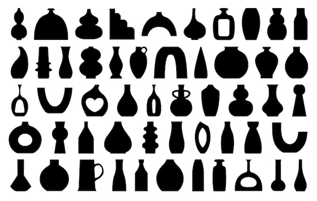 Jarrones boho de cerámica de colección vectorial
