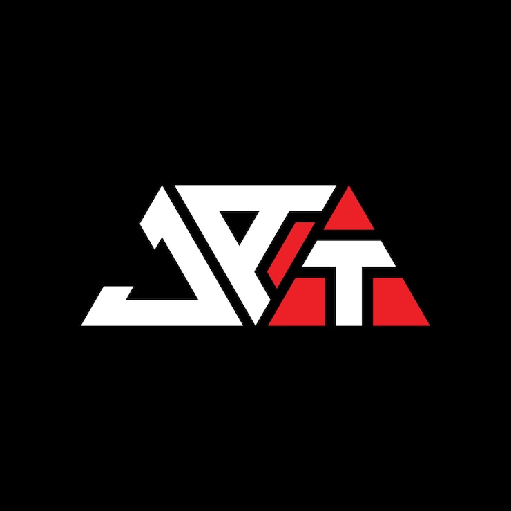 Vector jat triángulo letra diseño de logotipo con forma de triángulo jat logotipo triángulo diseño monograma jat triangle vector logotipo plantilla con color rojo logotipo triangular jat sencillo elegante y lujoso logotipo jat
