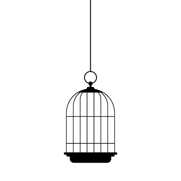 Jaula de pájaros aislada sobre un fondo blanco