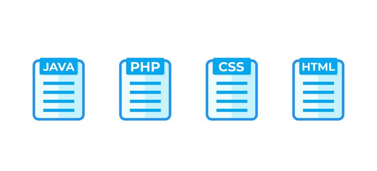Vector java php css html código vector iconos en blanco