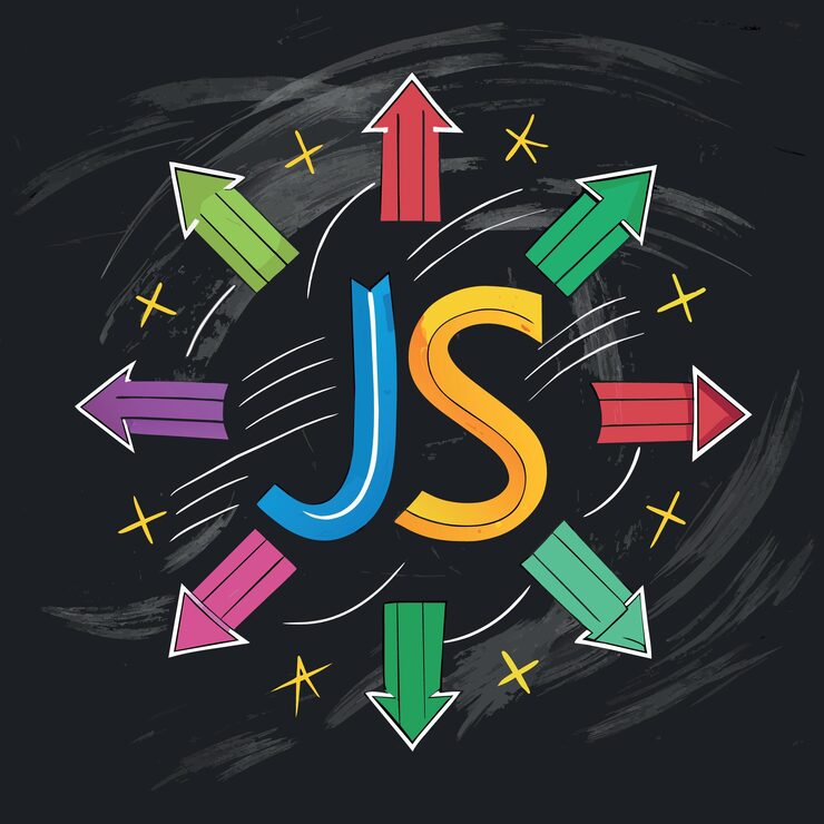 Vector javascript lenguaje de programación moderno para el desarrollo de software o concepto de aplicación js multi c