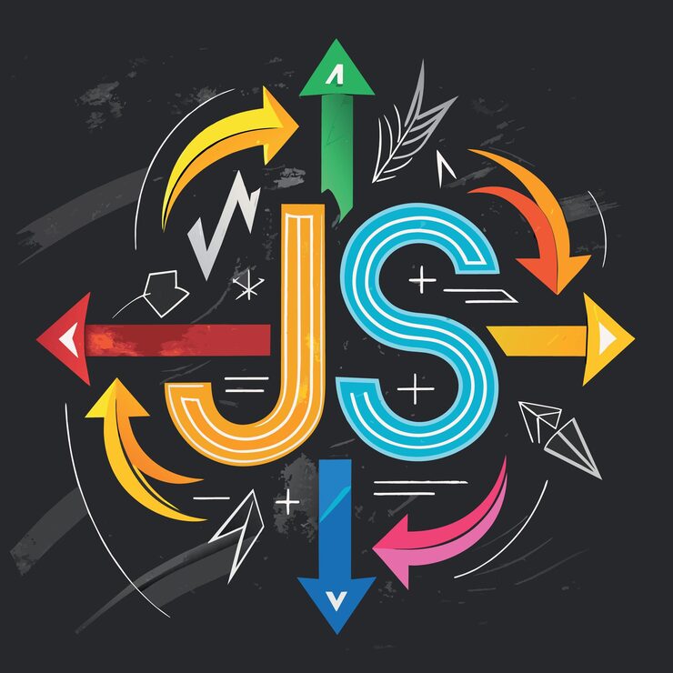 Vector javascript lenguaje de programación moderno para el desarrollo de software o concepto de aplicación js multi c