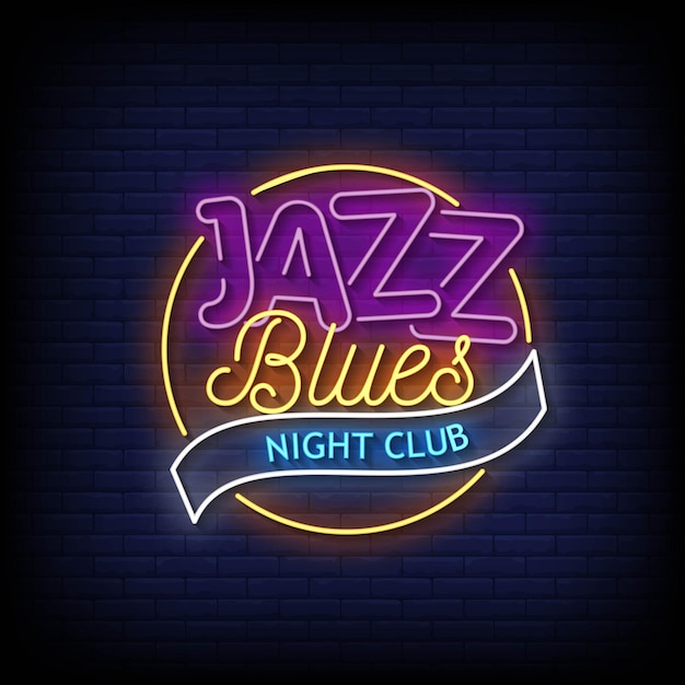 Jazz Blues Night Club Letreros Neón Estilo Texto Vector