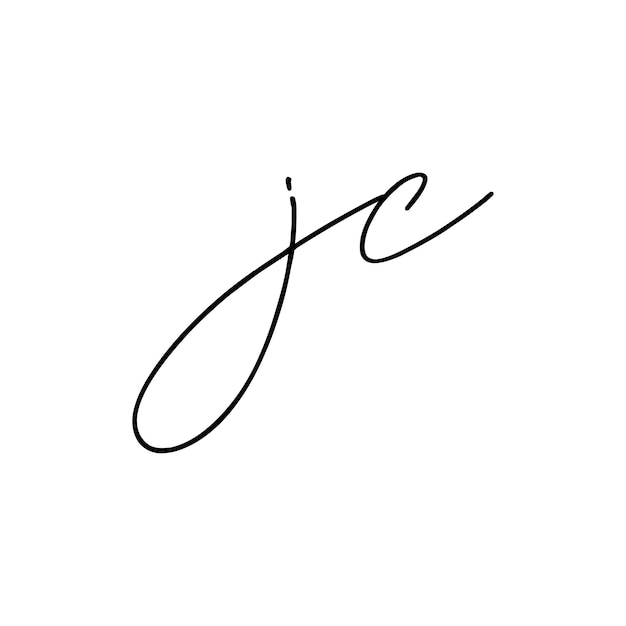 JC Escritura a mano inicial o firma y estilo dibujado a mano
