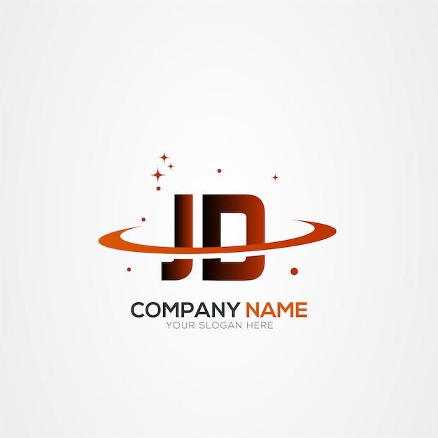 JD Letter DJ Diseño del logotipo espacial de Modern Planet con elementos vectoriales creativos