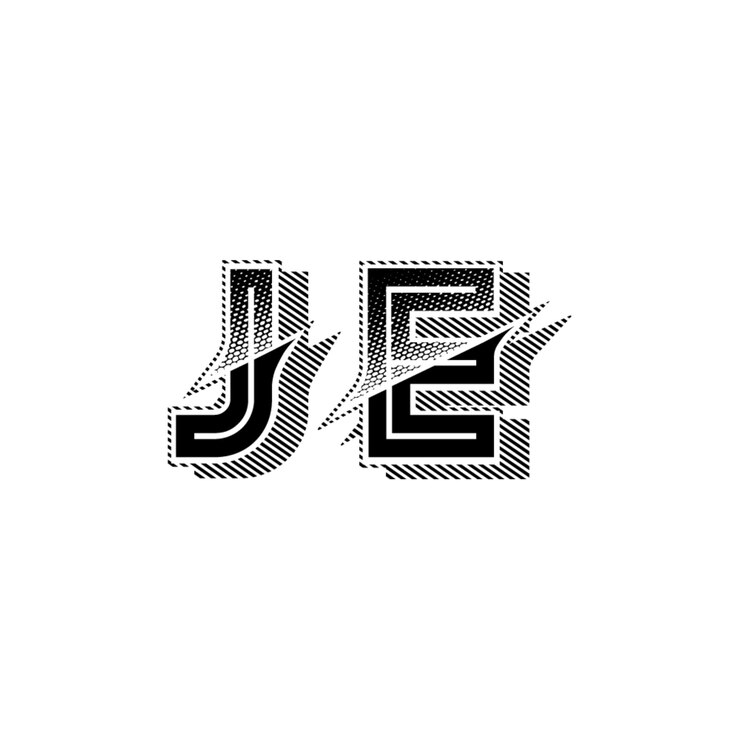 Vector je monograma diseño del logotipo letra texto nombre símbolo monocromático logotipo alfabeto carácter logotipo simple