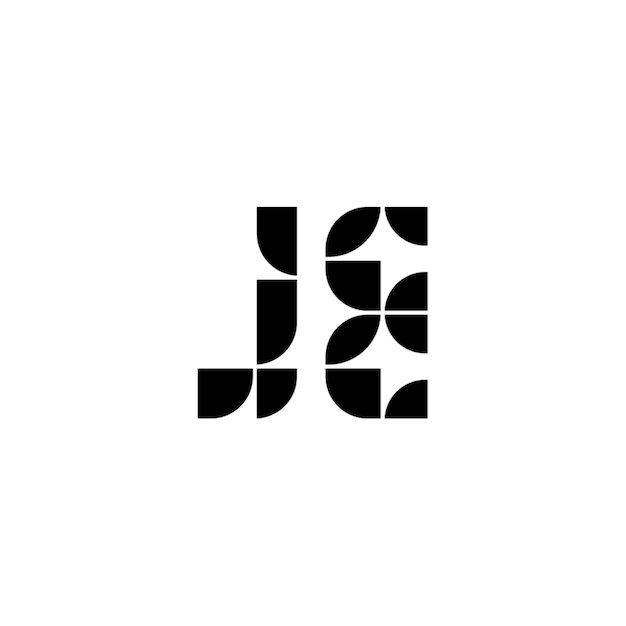 JE monograma diseño del logotipo letra texto nombre símbolo monocromático logotipo alfabeto carácter logotipo simple