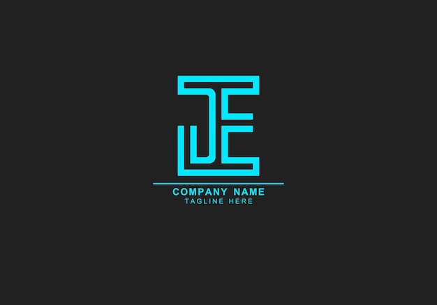 JE o EJ mínimo y logotipo lineart