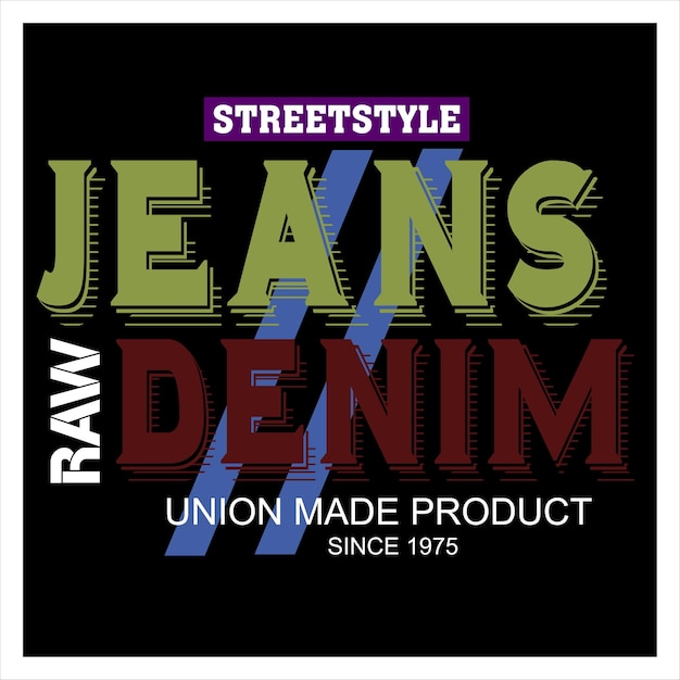 jeans denim tee tipografía gráfica para imprimir camiseta ilustración vector art