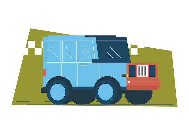 Jeep de dibujos animados en diseño plano