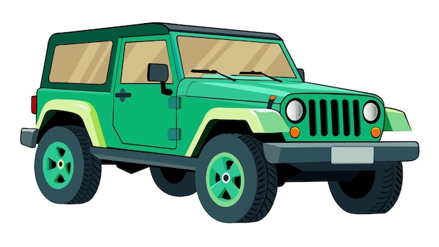 Vector un jeep verde con una tapa verde y una tapa verde